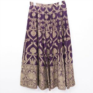 Soft Surroundings Purple Gold Brocade Midi Skirt